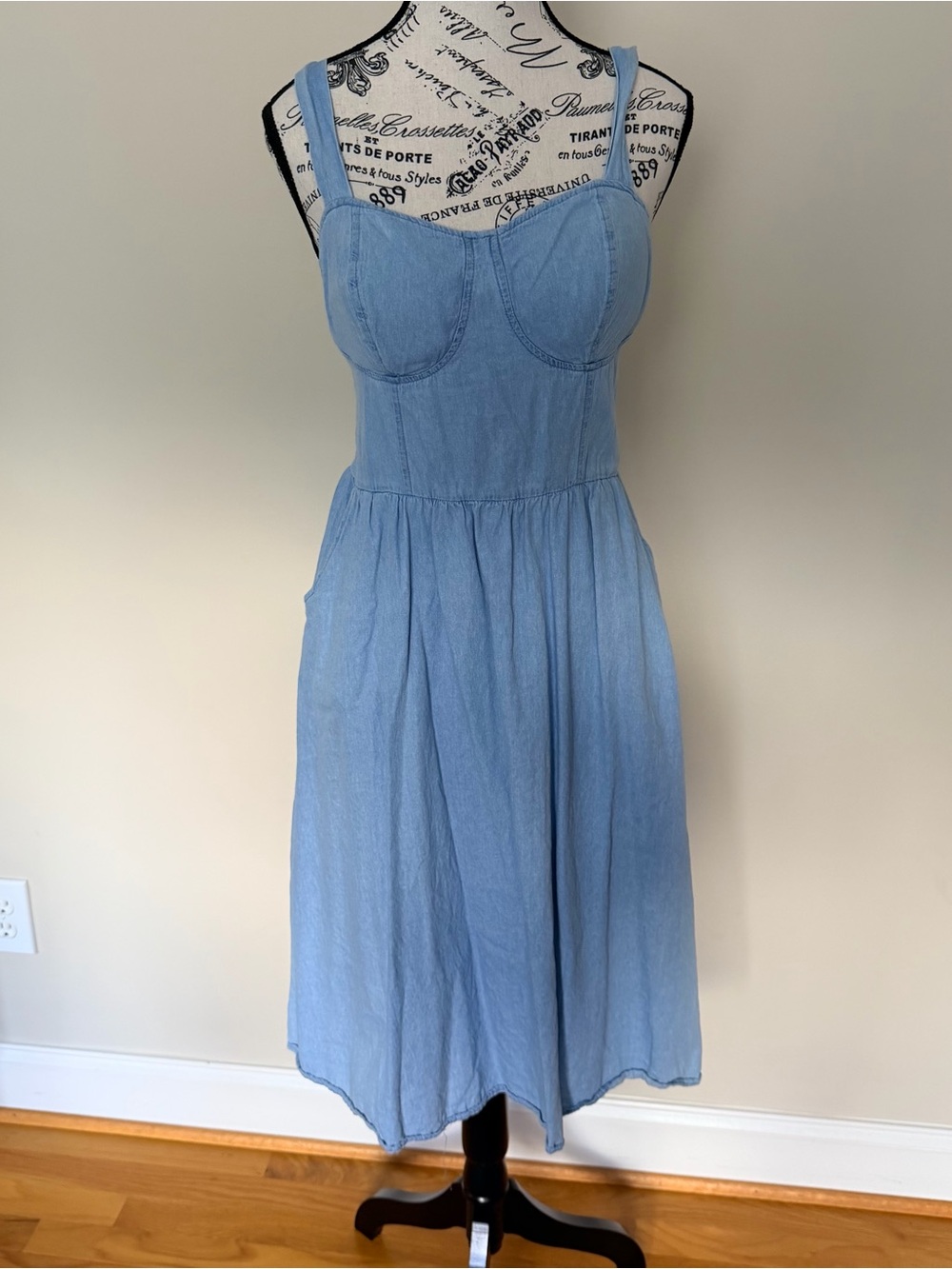 LC Lauren Conrad Light Blue Denim Midi Dress